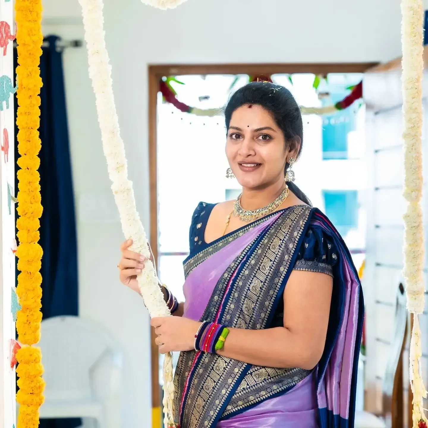 INDIAN TV ACTRESS PALLAVI RAMISETTY IN TRADITIONAL BLUE SAREE 5